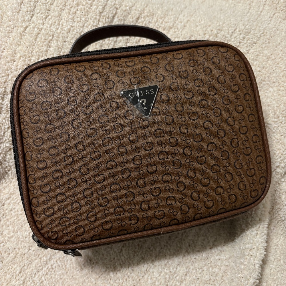 GUESS Cocoa Monogram Large Cosmetic Travel Bag